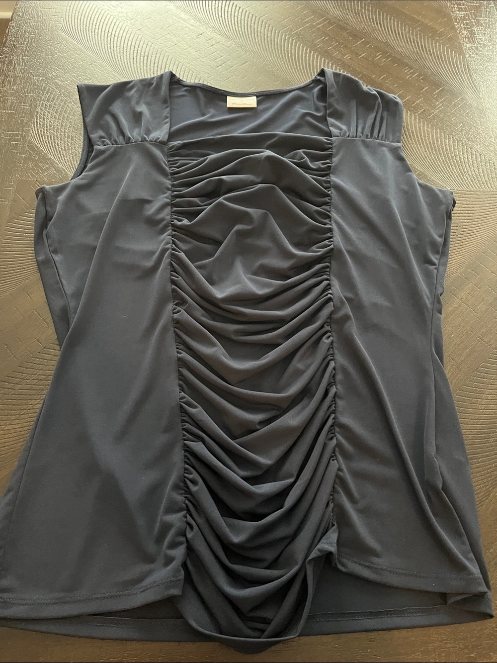 Womens Ruched Front Sleeveless Top - Black